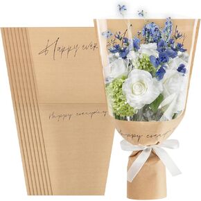 HHNNL 20 PCS Flower Bags for Bouquets ， 11 x 5.1 x 17.3 Inches Brown Kraft Pape Flower Sleeves for Bouquets for Flower Shop， Flower Packaging for Valentine's Day graduation marriag
