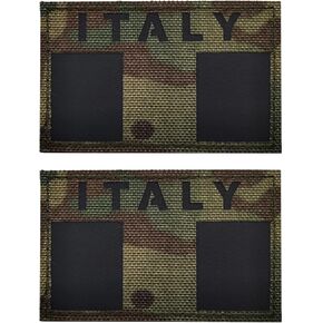 2PCS AliPlus Italy Flag Patches IR Infrared Reflective Patches Laser Cut Patch Tactical Morale Patch Hook and Loop(CP)