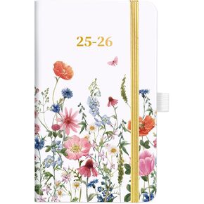 Pocket Calendar 2025-2026 - Pocket Planner 2025-2026 for Purse, Academic Planner 2025-2026 from Jul. 2025 - Jun. 2026, 6.3''×3.8'', Weekly & Monthly Planner with Pen Loop - Floral