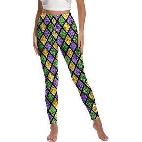 Womens Mardi Gras Leggings Stretchy Carnival Printed Costume Tights in Kuwait