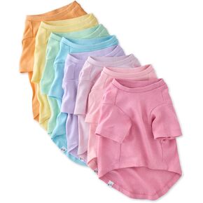 Multipack 100% Organic Cotton Dog Short Sleeve T-Shirt Pet Tees for All Breeds, Rainbow Blues, Small