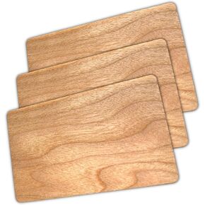 3pcs - Reddish-Brown Cherry Wood NFC Ntag215 NFC Cards - Laser Engraver Ready - Custom Digital Business Cards