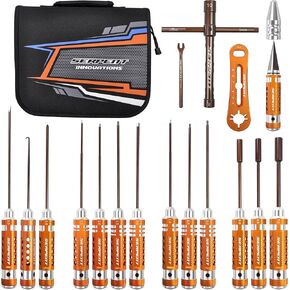Serpent Toolset for onroad (17pcs) RC Tool Kit RC Allen Wrench, RC Flat Head Screwdriver,RC Ball Driver HEX Wrench NUT Driver, TURNBUCKLE Wrench，Body Reamer，Exhaust Spring/Caster Clip Remover