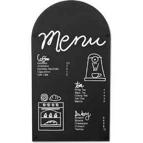 Metal Magnetic Chalkboard for Wall - 17 x 31.5 Inch Large Chalk Board Sign Board for Wall, Magnet Board, Blackboard Food Truck Menu Board for Kitchen, Hanging Signs - Arched
