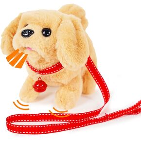 Interactive Plush Puppy Toy Plush Golden Retriever Toy Puppy Electronic Interactive Dog - Walking, Barking, Tail Wagging, Stretching Companion Animal for Kids Toddlers - Golden Dog