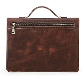 Hiram Business Leather Travel Portfolio, Genuine Leather Portfolio for iPad Pro 11" for Right Hander Tablet Protector for Writing Pad Zippered Journal Holder