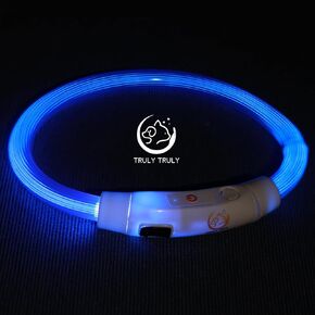 LED Dog Collar USB Rechargeable Flash Light Pet Safety Necklace for Night Visibility (Yellow, Small)