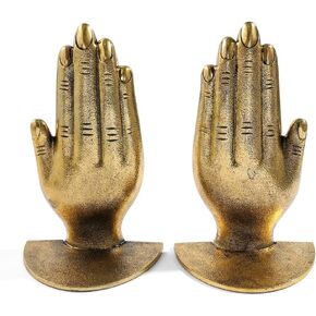 Praying Hands Book Ends Collection for Woman Man - Unique Design Heavy Duty Bookends, Home Office Desktop Metal Book Ends, Valuable Bookends Office Supplies (2 Pcs Praying Hands)