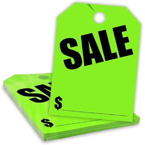 Versa-Tags Car Mirror Hang Tags - 8.5" x 11.5", Slogan-Sale, Pack of 50, Perfect for Auto Dealership Supplies & Car Lots Fluorescent (Green, 50)