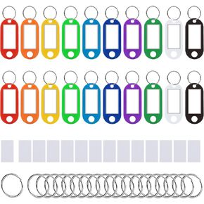 60-Pack Multicolor Key Tags with Metal Rings & Labels - Plastic Keychain Identifiers for Home Office Keys Organization, Assorted Colors (1.9 Inch)