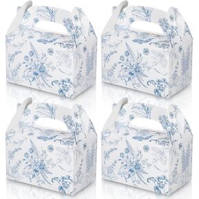 24 Pack Sage green floral Paper Gift Boxes Party Favor Gift Gable Boxes with Chinoiserie Floral Printed Candy Treat Box for Wedding Birthday Tea Bridal Shower Party