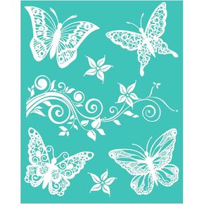 Briartw Butterflies Silkscreen Stencil,Reusable Self-Adhesive Silk Screen Printing, Flower Sentiments for Home Decor/Printing on Wood/Fabric/Wall/Cup/Plate/Glass/Paper,8x10 inch