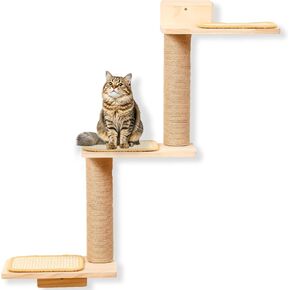 Cat Wall Shelves, 3 in 1 Transformable Wall-Mounted Cat Scratching Post, Cat Shelf for Wall Cat Tree, and Cat Climbing Wall Steps for Cats to Climb, Play, Scratch (Small)