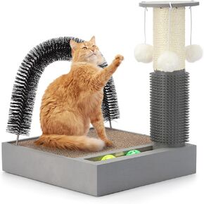 Cat Scratching Post with Cat Tower Tree and Cats Arch Groomer Groomer Brush Brush Kitty Ball Toys for Kittens و Cat Posts و Scratfer For Petor Indoor ، لعبة تفاعلية مع كرة الربيع بالكرة ...