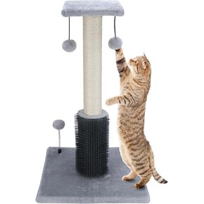 Dimaka 27" Tall Cat Scratching Post,Claw Scratcher with Sisal Rope and Covered with Soft Smooth Plush, Vertical Scratch Posts for Indoor Cats