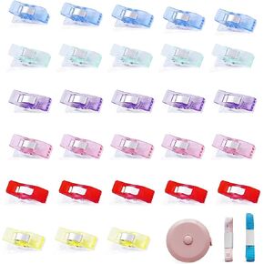 Sewing Clips, Premium Quilting Clips for Supplies Crafting Tools, Sewing Clips, Premium Quilting Clips, Versatile Craft Clips for Quilting, Fabric Clips, Assorted Colors,50 Pack Add Two Rulers