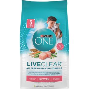 Purina ONE LiveClear Allergen-Reducing Dry Kitten Food Formula with Real Chicken As The Number One Ingredient - 5 lb. Bag