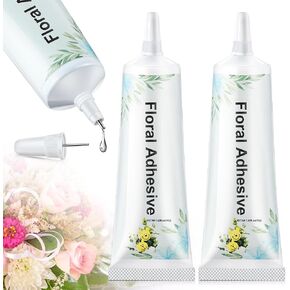 2 Pack Floral Glue, Floral Adhesive Glue for Fresh Flowers, Boutonniere Supplies Wristlets Fast Drying Waterproof Glue with Metal Tip Strong Hold Adhesive Ceramic Glass Fabric Wedding Craft
