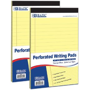 BAZIC Perforated Writing Pad, 50 Sheets 5x8 Inch, Canary Jr. Lined Ruled Memo Writing Pads Note Paper for Office School Student, Total 2 Count