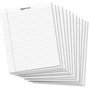 Amazon Basics Legal/Wide Ruled 8-1/2 by 11-3/4 Legal Pad, White, 600 Count (12 Pack of 50 Sheets)