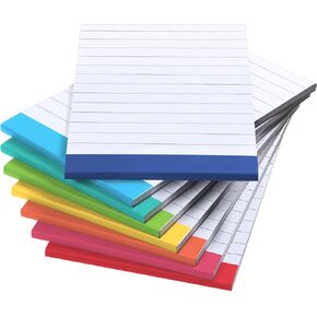 Jetec 8 Pcs Double Sided Paper Notepad Lined Pads 5 x 8 Inch Wide Ruled Paper Pads Refills Memo Lined Check Notebook Math Notebook Assorted Colors 50 Sheets Writing Notepad for Drawing Journaling