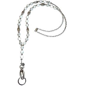 Women's Natural Stone Howlite Beaded Breakaway Fashion Lanyard for ID Card Badge Holder, Made in USA, Teacher Cruise Key Keychain