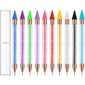 Tatuo 10 Pcs Diamond Painting Pen with Wax Tip Dual Ended Diamond Art Pens Tools Nail Rhinestone Picker Nail Gem Tool for Manicure Art DIY Decoration and 5D DIY Painting Crafts