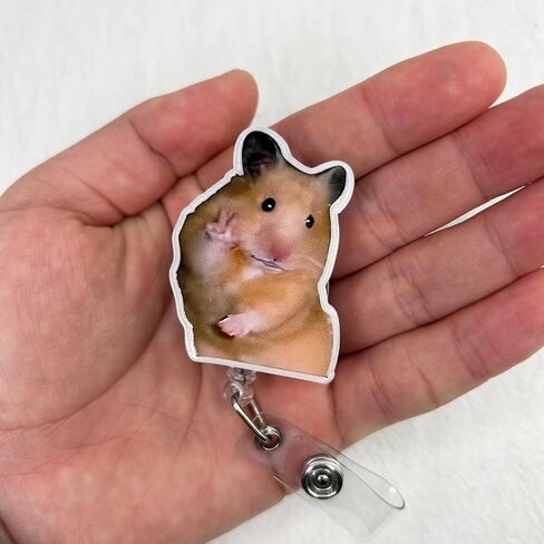 Funny Hamster Badge Reel Holder Retractable for Nurse Nursing RN Doctor Medical Personnel & Teacher | Nurse Gifts Cute Animal ID Name Badge Reel with Alligator Clip & 24" Durable Nylon Cord | Acrylic in Saudi Arabia