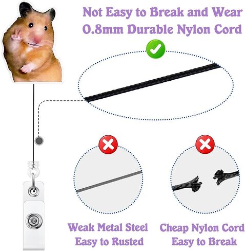 Funny Hamster Badge Reel Holder Retractable for Nurse Nursing RN Doctor Medical Personnel & Teacher | Nurse Gifts Cute Animal ID Name Badge Reel with Alligator Clip & 24" Durable Nylon Cord | Acrylic in Saudi Arabia
