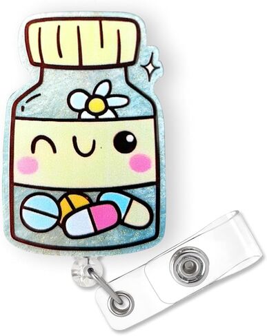 Funny Hamster Badge Reel Holder Retractable for Nurse Nursing RN Doctor Medical Personnel & Teacher | Nurse Gifts Cute Animal ID Name Badge Reel with Alligator Clip & 24" Durable Nylon Cord | Acrylic in Saudi Arabia