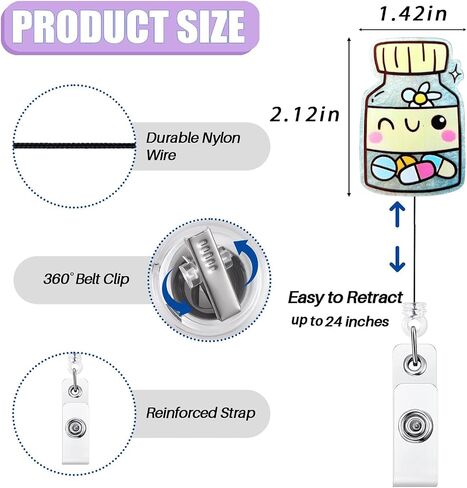 Funny Hamster Badge Reel Holder Retractable for Nurse Nursing RN Doctor Medical Personnel & Teacher | Nurse Gifts Cute Animal ID Name Badge Reel with Alligator Clip & 24" Durable Nylon Cord | Acrylic in Saudi Arabia
