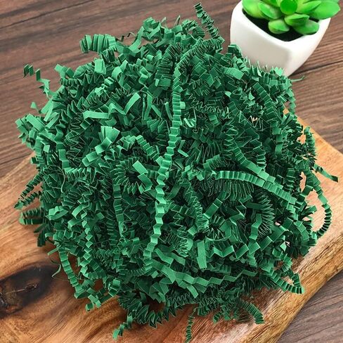 Ankelesz 50g Easter Raffia Grass Paper Shred for Gift Wrapping Basket and Gift Box Filling，Crinkle Cut Paper for Wrapping (Green) in Kuwait