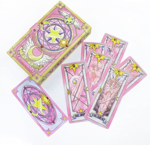 Cardcaptor Cards Magic Book anime Tarot Cards تعيين جديد في Home Box Collections Captor Cosplay Prop (Pink) in Saudi Arabia