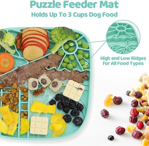 Dog Lick Mat,Freezable Dog Enrichment Toys for Mental Stimulation and Anxiety Relief, Silicone Lick Mat for Dogs and Cats, Dog Slow Feeder That Supports All Types of Food, Green in Saudi Arabia