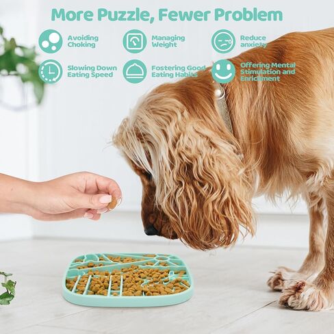 Dog Lick Mat,Freezable Dog Enrichment Toys for Mental Stimulation and Anxiety Relief, Silicone Lick Mat for Dogs and Cats, Dog Slow Feeder That Supports All Types of Food, Green in Saudi Arabia