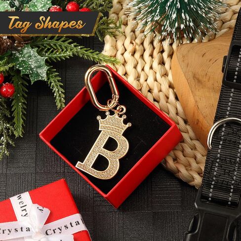 Tallew Dog Pet ID Tag, Letter Shapes Dog Collar Charm Name Tags Pet Personalized Dog Tag with Bling Rhinestones for Most Anti Lost Collar for Christmas Birthday Party Daily Decorations Gift in Saudi Arabia