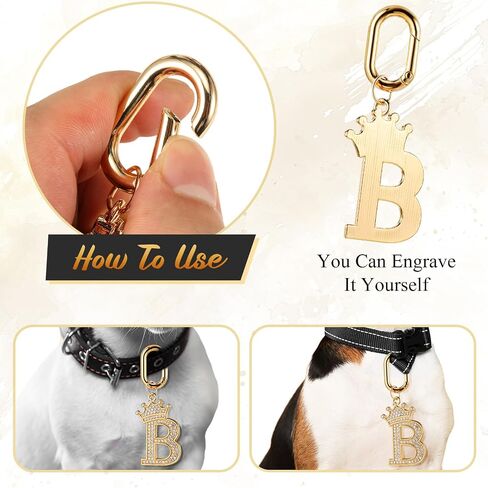 Tallew Dog Pet ID Tag, Letter Shapes Dog Collar Charm Name Tags Pet Personalized Dog Tag with Bling Rhinestones for Most Anti Lost Collar for Christmas Birthday Party Daily Decorations Gift in Saudi Arabia