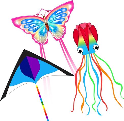 Kites for Kids & Adults, Beach Kites Set for Beginners, Easy to Fly Large Kites Pack for Boys and Girls, Kite String Included, Perfect for Outdoor Activities in Kuwait