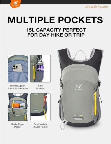 حقيبة ظهر صغيرة للمشي لمسافات طويلة من SKYSPER سعة 15 لتر خفيفة الوزن للسفر والتخييم والسفر حقيبة نهارية للمشي قابلة للتنفس للنساء والرجال in Kuwait