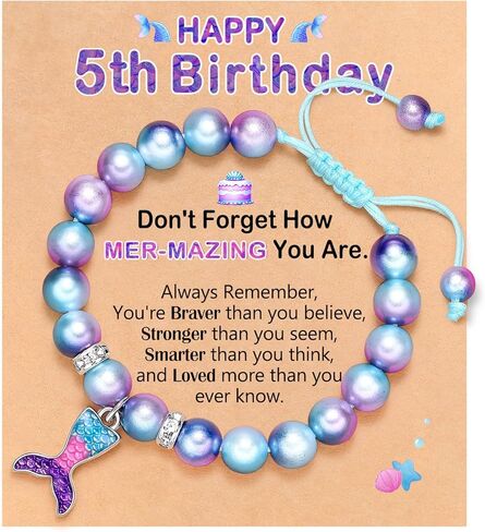 Mermaid Birthday Bracelets- 4th 5th 6th Birthday Gifts for Daughter Granddaughter Niece in Kuwait