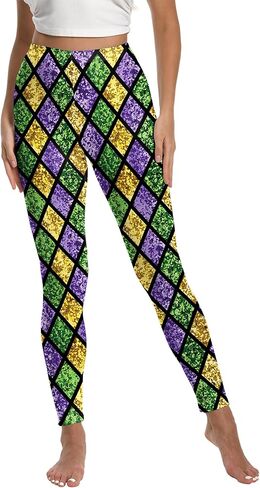 Womens Mardi Gras Leggings Stretchy Carnival Printed Costume Tights in Kuwait