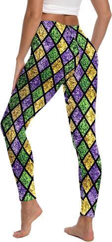 Womens Mardi Gras Leggings Stretchy Carnival Printed Costume Tights in Kuwait