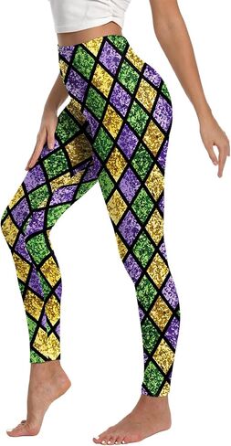 Womens Mardi Gras Leggings Stretchy Carnival Printed Costume Tights in Kuwait