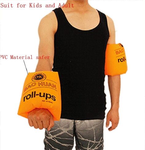 تعويم 1 زوج/2pcs نطاقات ذراع سباحة قابلة للنفخ الأكمام تعويم حلقات السباحة تطفو الأنبوب للأطفال للأطفال والبالغين (برتقالي) in Kuwait