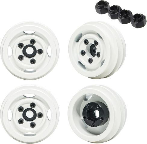 1.0 "عجلات الألومنيوم CNC أبيض لـ 1/18 TRX4M 1/24 SCX24 RC Crawler Upgrade Wheel 9770 9768 in Saudi Arabia