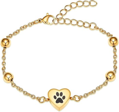 zeqingjw Pet Paw Urn Bracelet for Ashes Adjustable Heart Cremation Bracelet for Pets Ashes Stainless Steel Dog Cat Cremation Jewelry Memorial Keepsake Gift in Kuwait