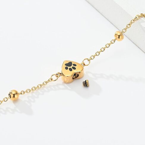 zeqingjw Pet Paw Urn Bracelet for Ashes Adjustable Heart Cremation Bracelet for Pets Ashes Stainless Steel Dog Cat Cremation Jewelry Memorial Keepsake Gift in Kuwait