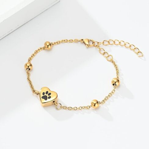 zeqingjw Pet Paw Urn Bracelet for Ashes Adjustable Heart Cremation Bracelet for Pets Ashes Stainless Steel Dog Cat Cremation Jewelry Memorial Keepsake Gift in Kuwait