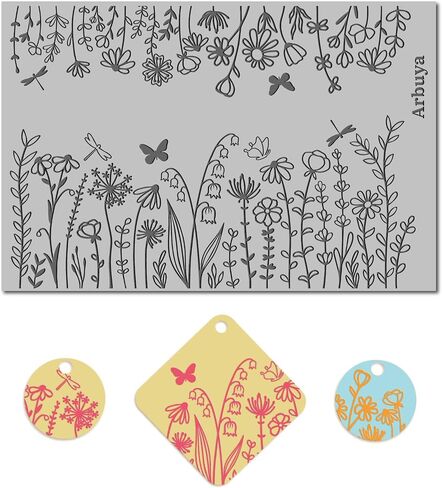 Arbuya Polymer Clay Wildflowers Dandelion Texture Sheets for Earrings Jewelry Making, Clay Flowers Texture Mats for Polymer Clay Projects Floral Stamps for Clay Earrings Tools in Saudi Arabia