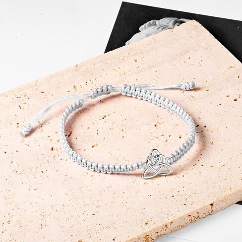 J.Endéar Celtic Knot Bracelet for Women Men 925 Sterling Silver String Jewelry for Ladies Luck Cord Black Bracelet Handmade Women Gift in Saudi Arabia
